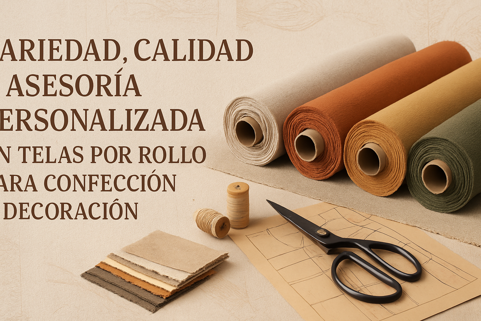 Material y herramientas para proyectos escolares tela manta con telas y tijeras